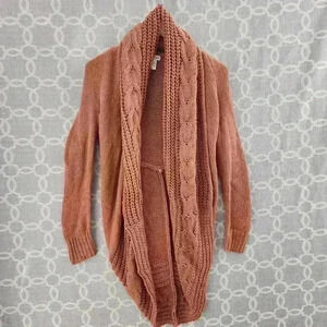 Main Strip Open Front Shawl Neck Chunky Knit Sweater Cardigan Women's S